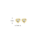 oorknoppen hart en zirkonia 5 mm 14K geelgoud