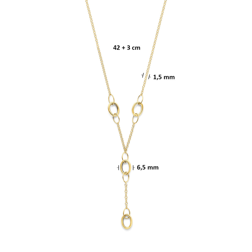 y-collier 42 + 3 cm 14K geelgoud