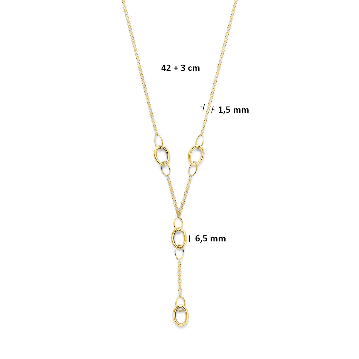 y-collier 42 + 3 cm 14K geelgoud