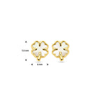 Ohrstecker Kleeblatt Perlmutt 14K Gelbgold