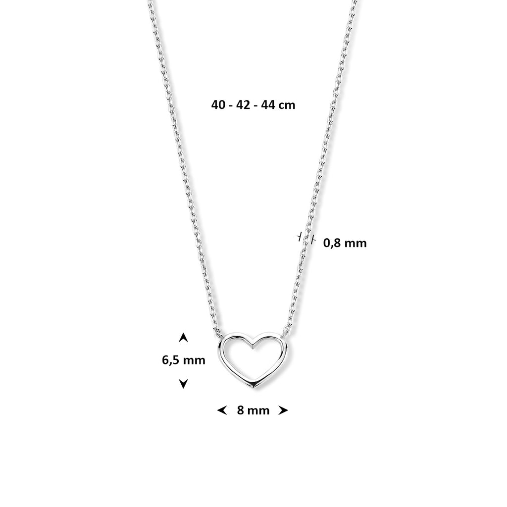 Halskette Herz 40 - 42 - 44 cm 14K Weißgold