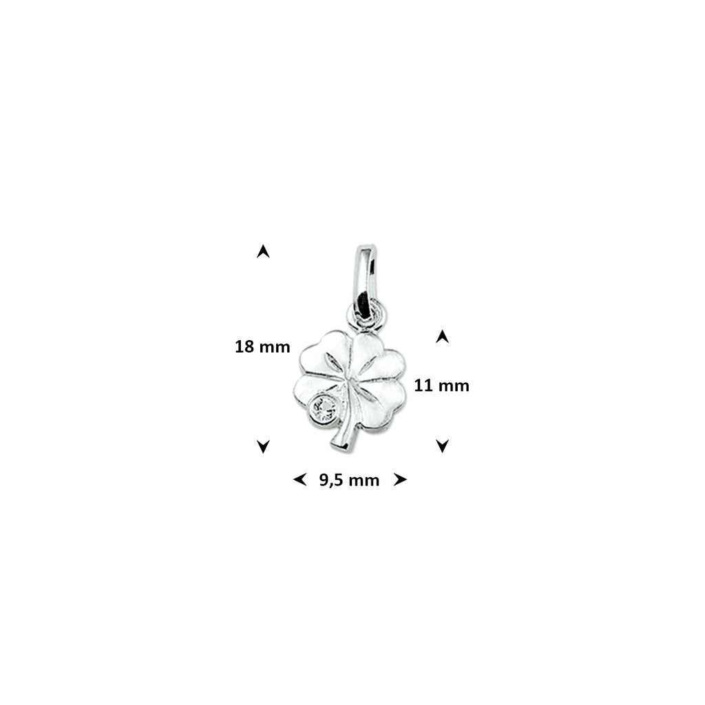 hanger klavertje strass 11 mm zilver gerhodineerd