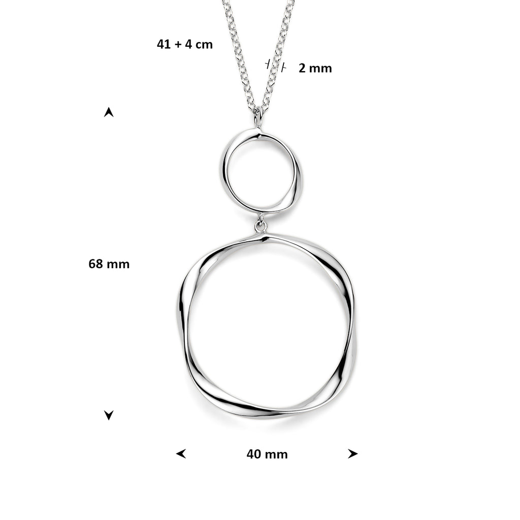 collier gedraaid 41 + 4 cm zilver gerhodineerd
