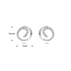 oorknoppen zirkonia 9,5 mm zilver gerhodineerd