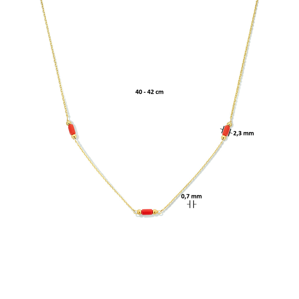 Korallenkette 40 - 42 cm 14K Gelbgold