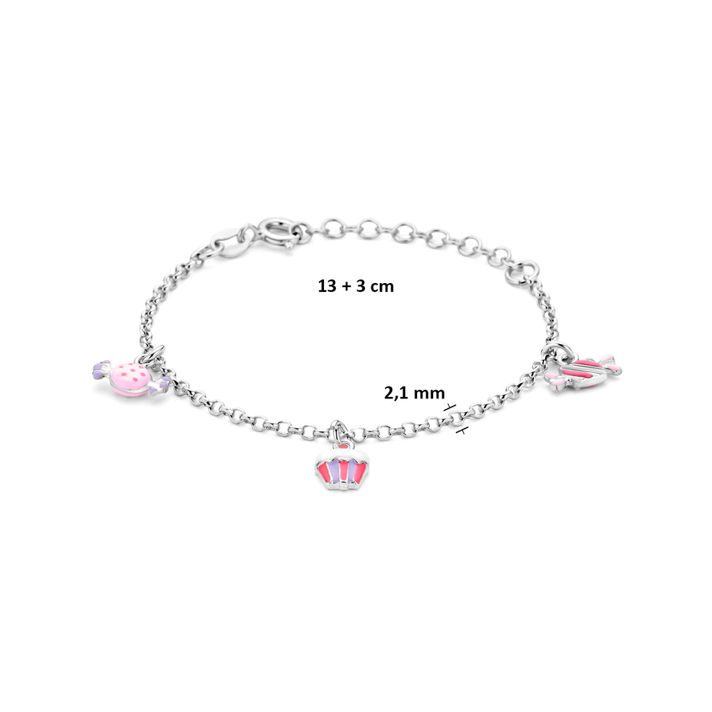 Armband Emaille 13 + 3 cm Silber rhodiniert