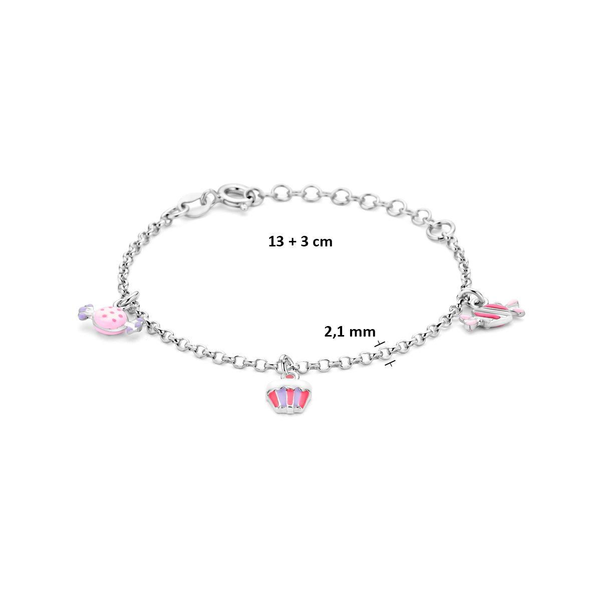 Armband Emaille 13 + 3 cm Silber rhodiniert