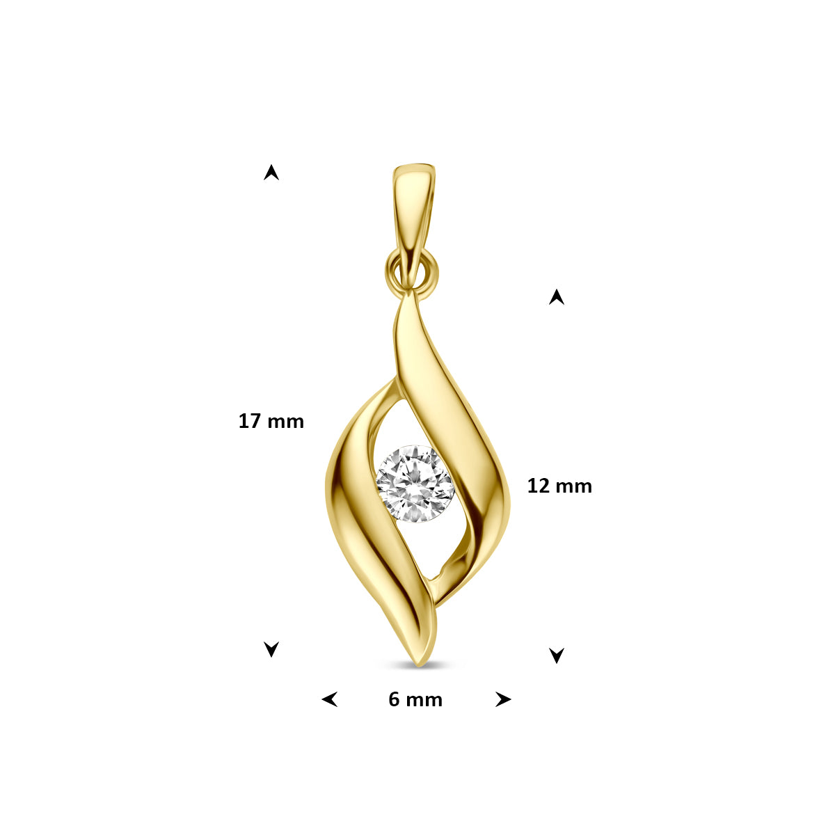 9k hanger zirkonia 12 mm 9K geel