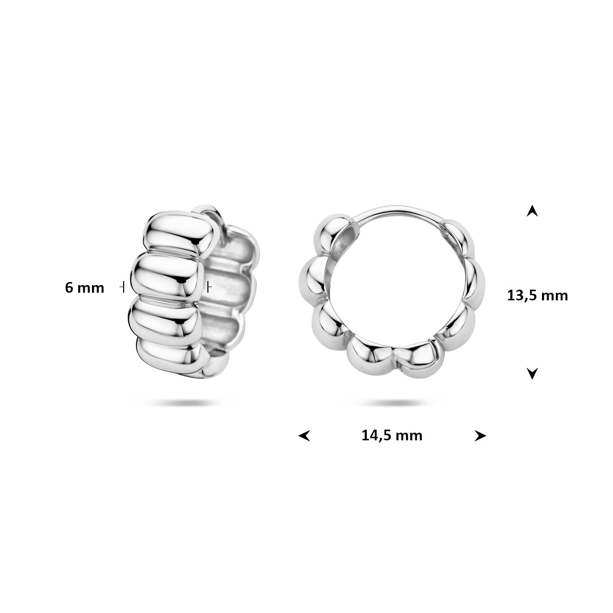 Klappcreolen 13,5 mm Silber rhodiniert