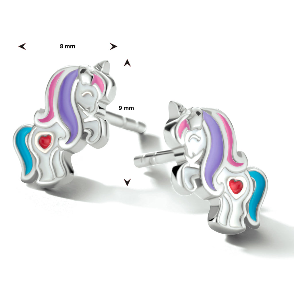 Ohrstecker Emaille Einhorn rhodiniert