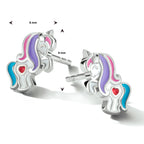 Ohrstecker Emaille Einhorn rhodiniert
