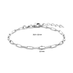 Armband Büroklammer Vierkantrohr 2,3 mm 15,5 + 2,5 cm Silber rhodiniert