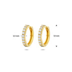 klapoorringen zirkonia 13 mm 14K geelgoud
