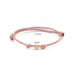 armband satijn zacht roze 13 - 26 cm 14K goud met rubber/nylon/leer