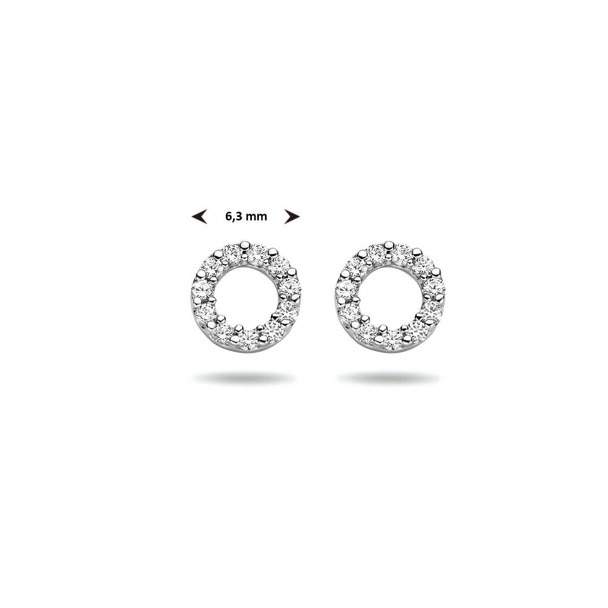 oorknoppen zirkonia 14K witgoud
