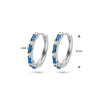 klapoorringen blauw zirkonia zilver gerhodineerd