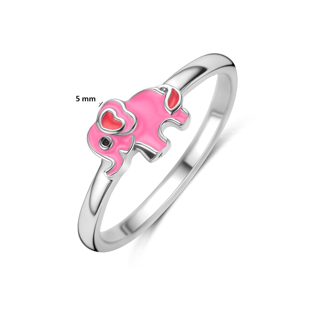 ring olifant emaille zilver gerhodineerd