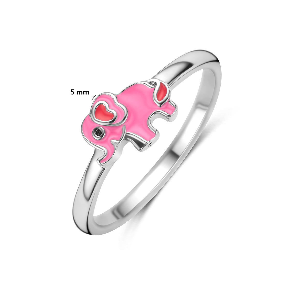 ring olifant emaille zilver gerhodineerd