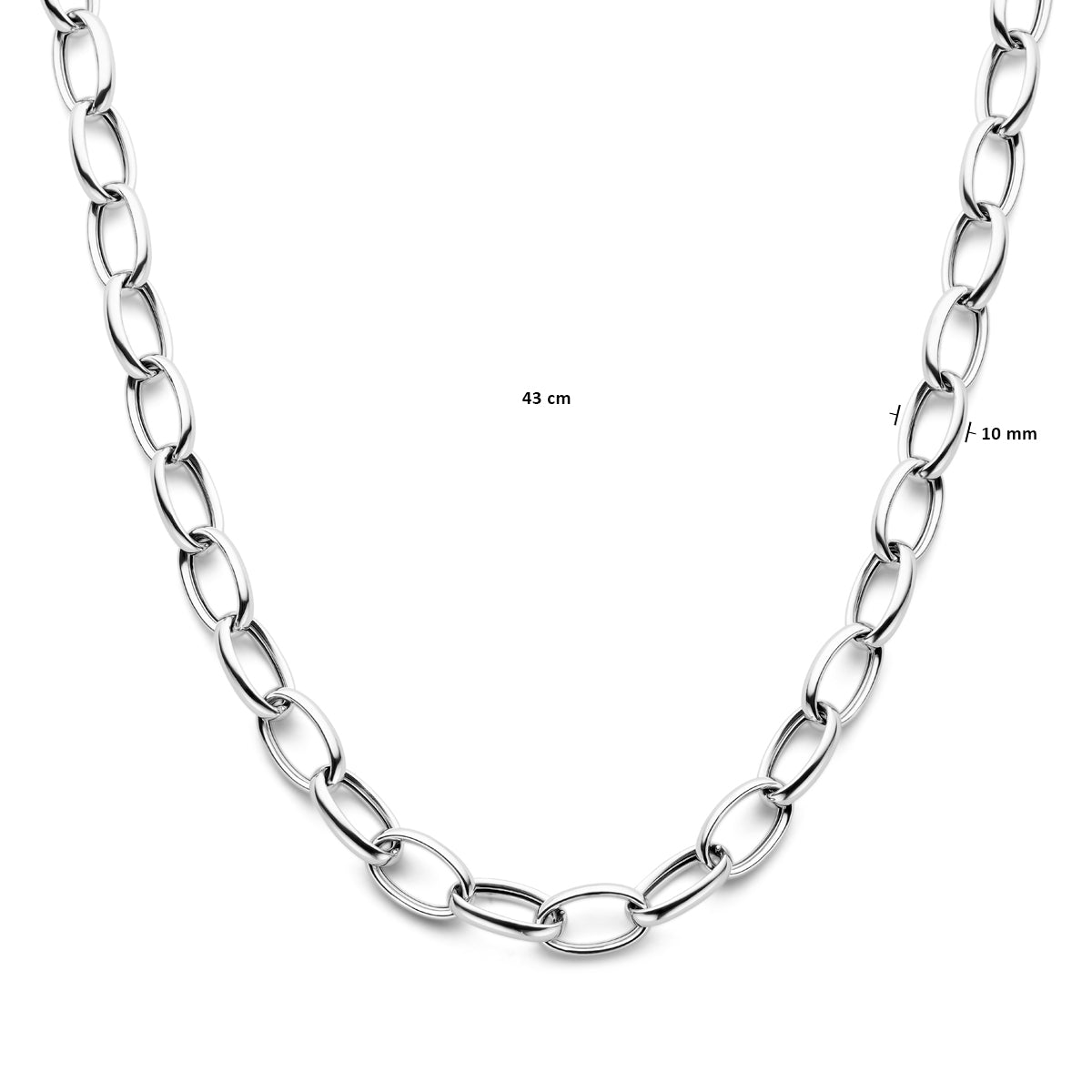 Halskette Anker 10 mm 43 cm Silber rhodiniert