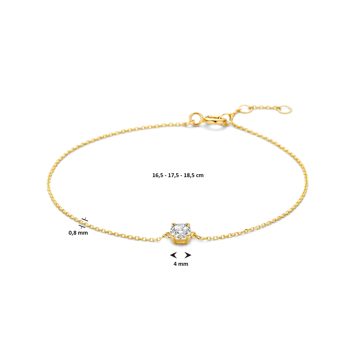 Armband Zirkonia 16,5 - 17,5 - 18,5 cm 14K Gelbgold