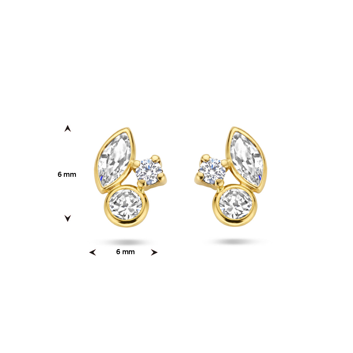 oorknoppen zirkonia 14K geelgoud