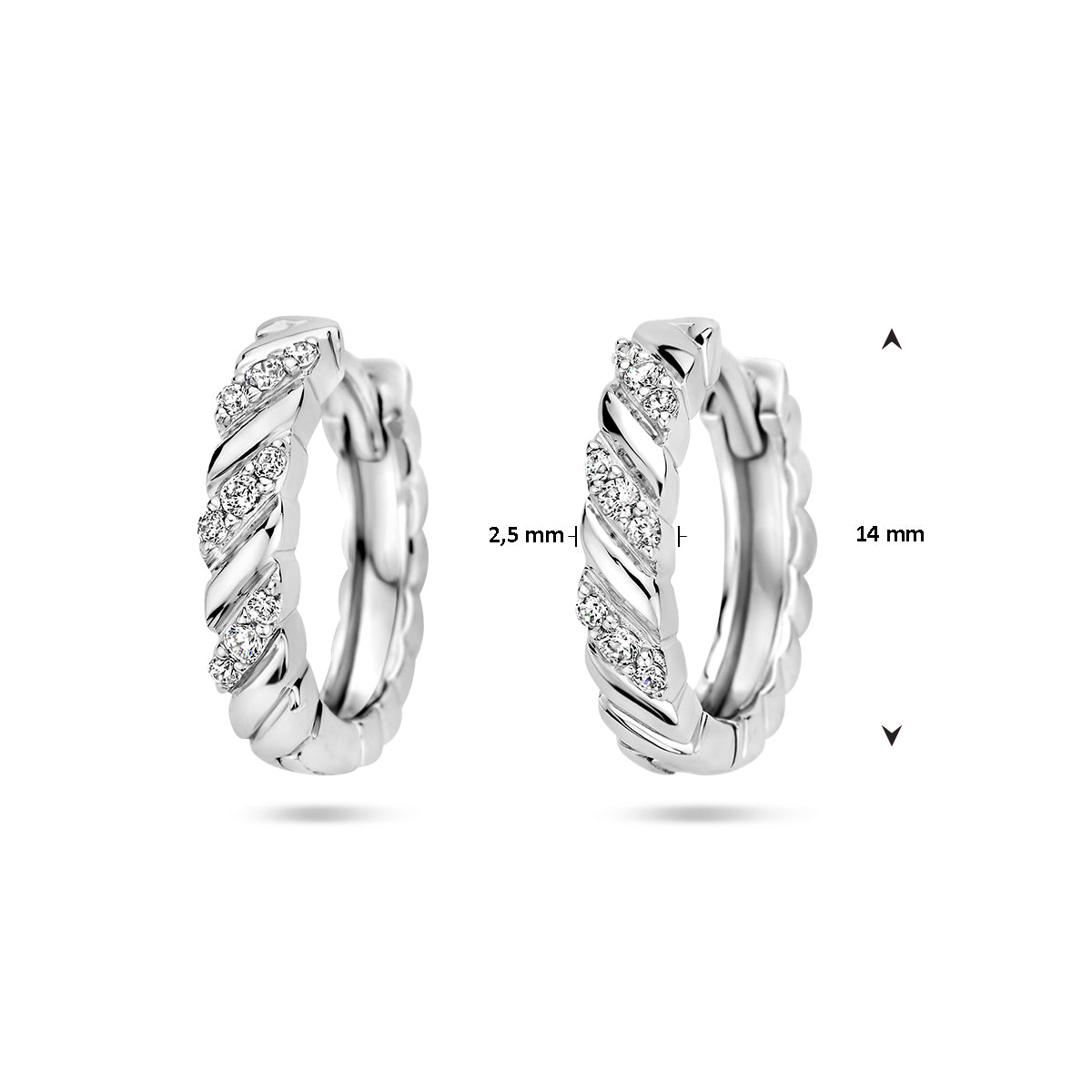 klapoorringen zirkonia zilver gerhodineerd
