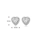 Ohrstecker Herz Zirkonia Halo Silber rhodiniert