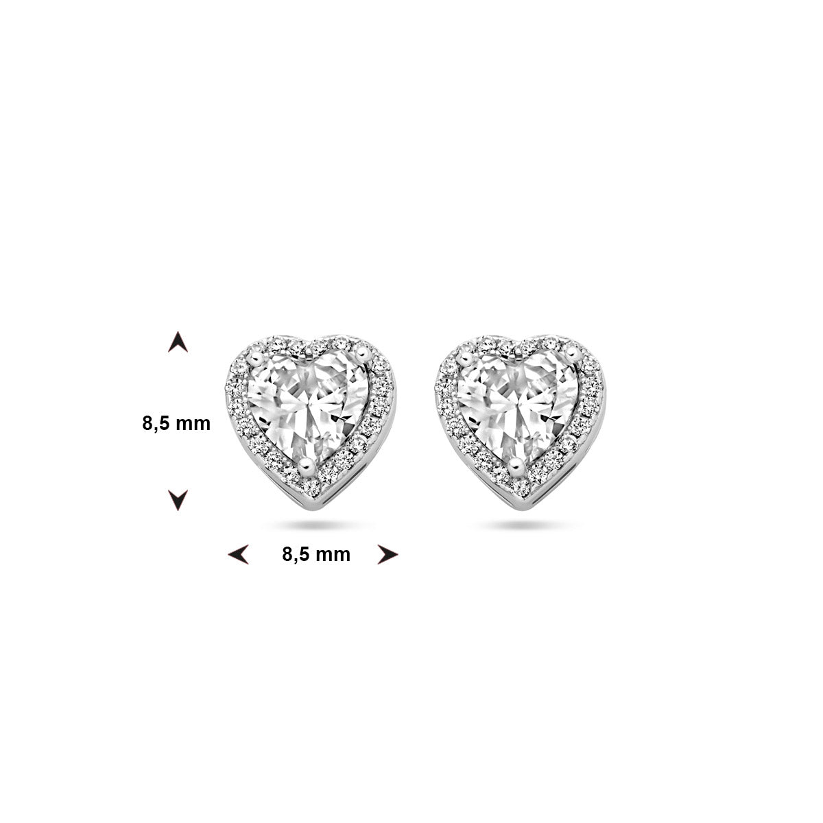 Ohrstecker Herz Zirkonia Halo Silber rhodiniert