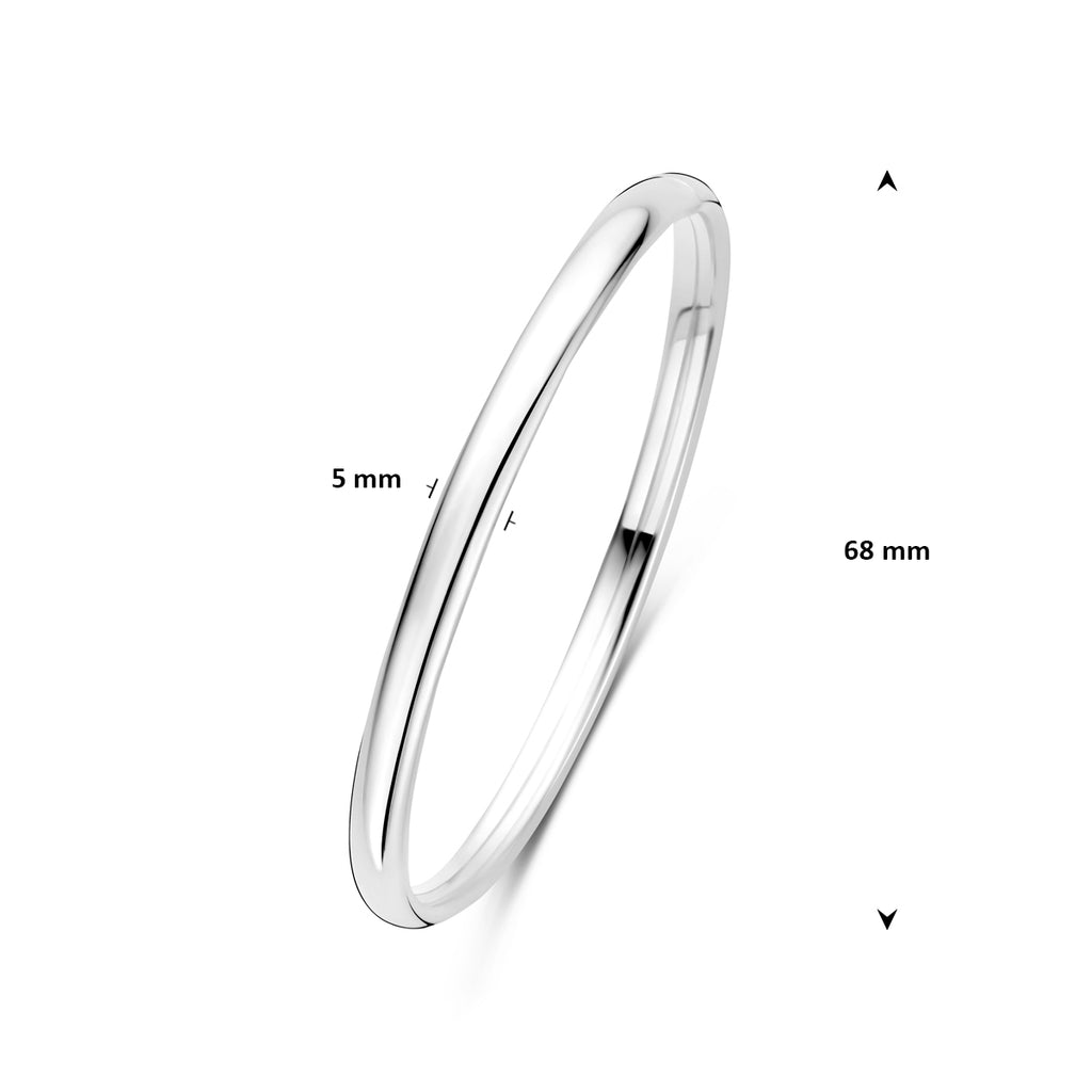 bangle dop 5 mm ovale buis zilver wit