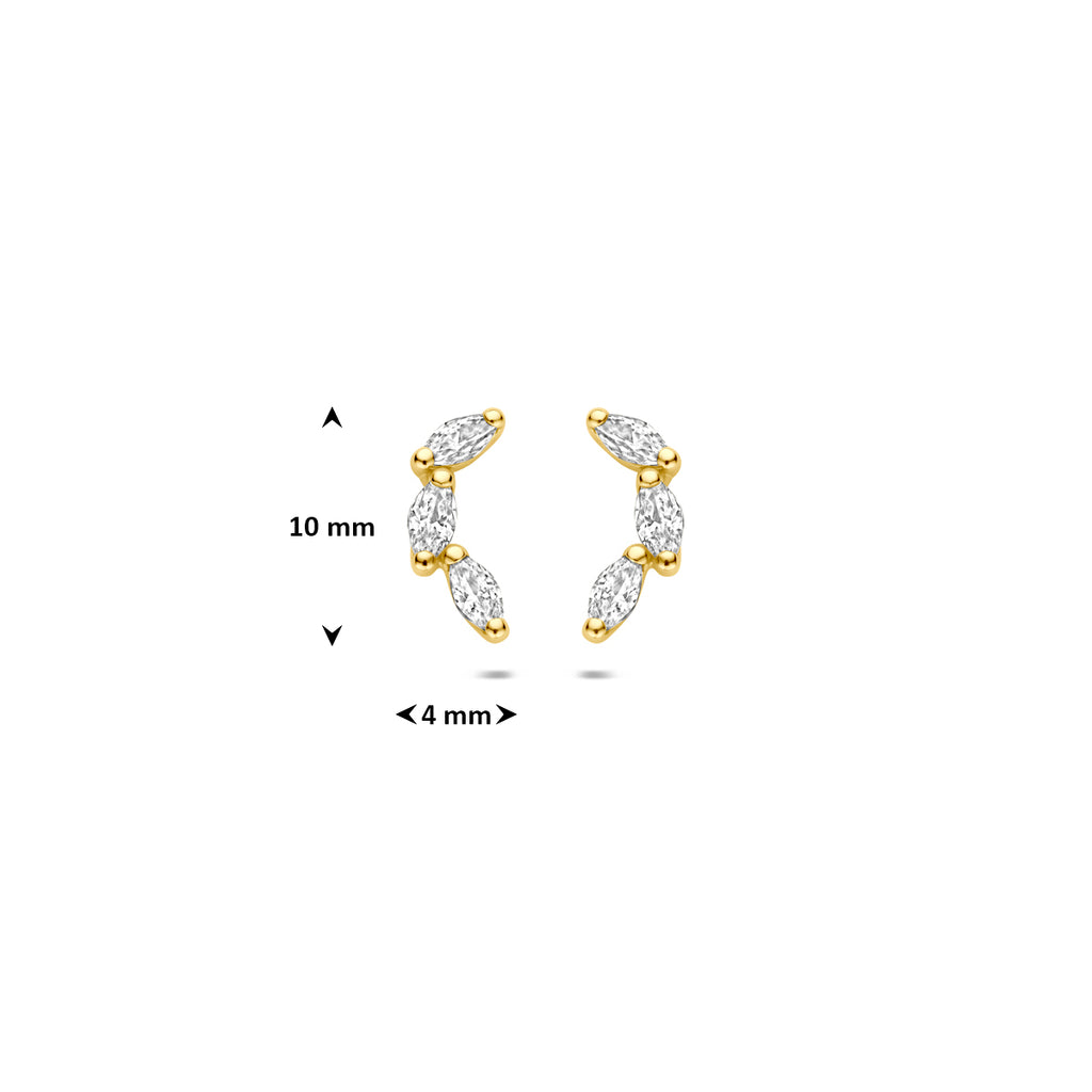9k oorknoppen zirkonia 10 mm 9K geel