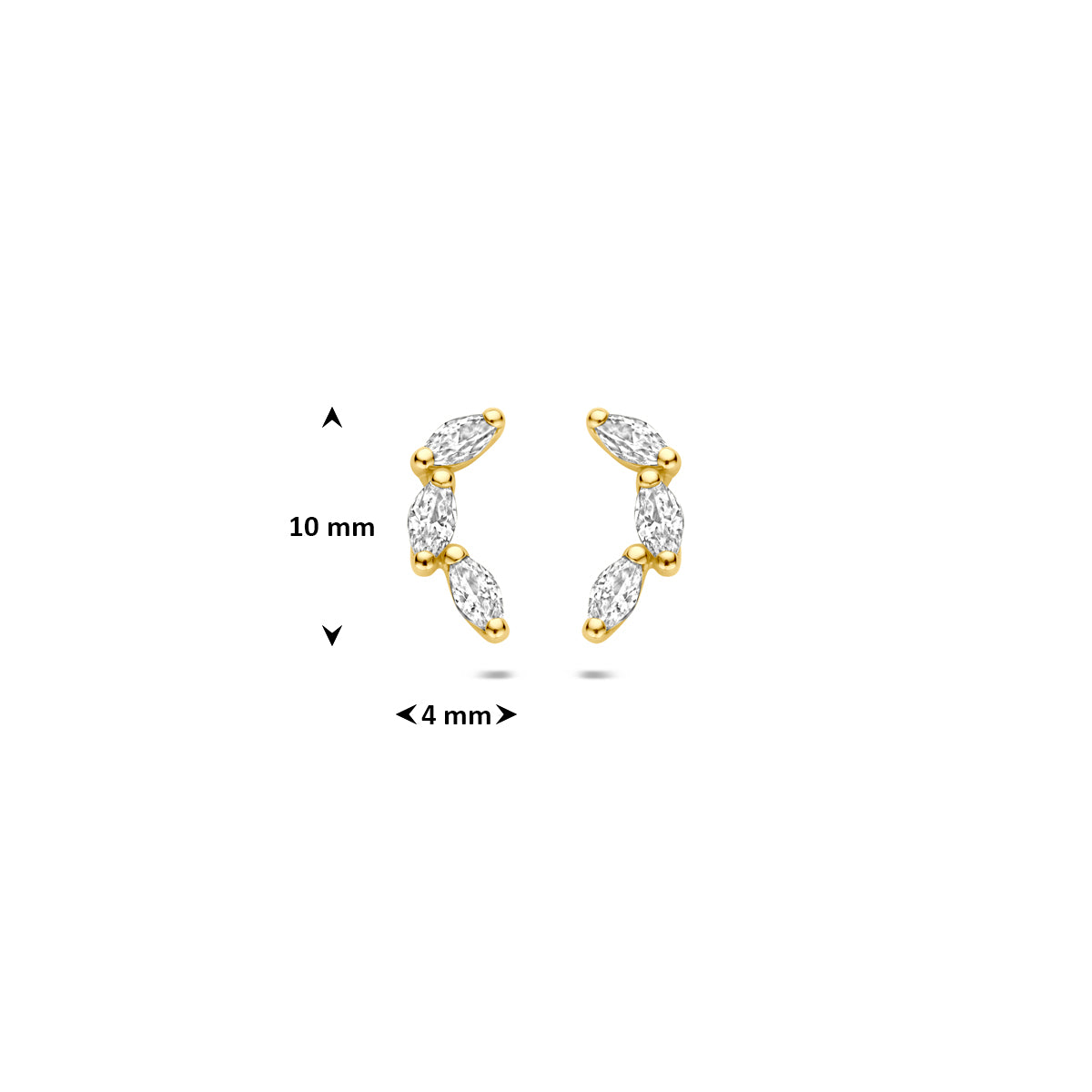 9k oorknoppen zirkonia 10 mm 9K geel