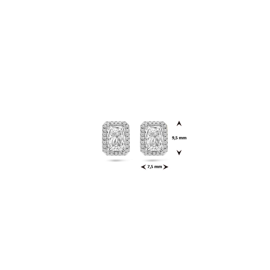 Ohrstecker Zirkonia Halo 9,5 mm Silber rhodiniert
