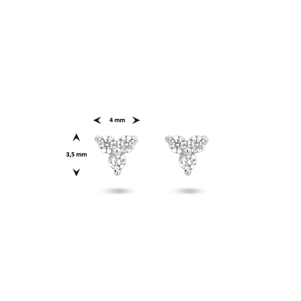 oorknoppen zirkonia zilver gerhodineerd