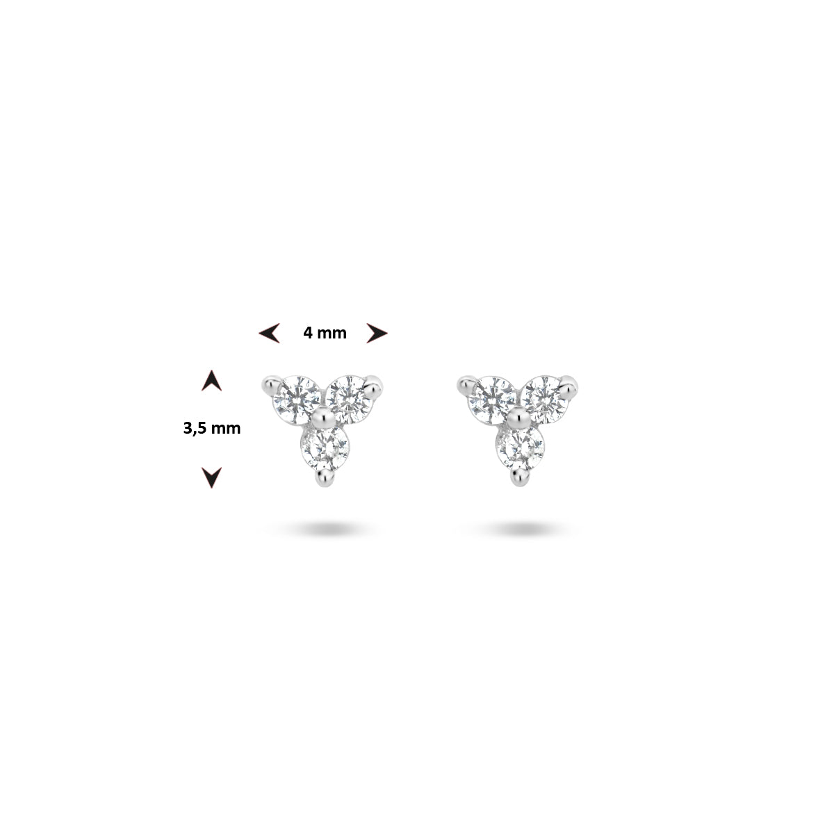oorknoppen zirkonia zilver gerhodineerd