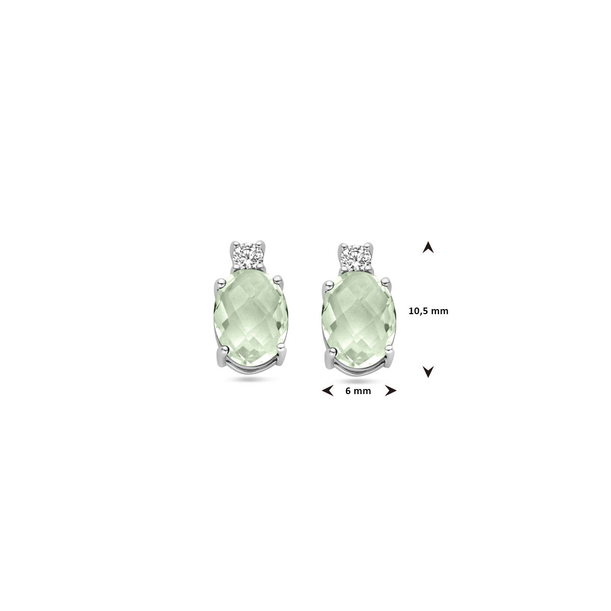 Ohrstecker grün Amethyst Zirkonia 10,5 mm Silber rhodiniert