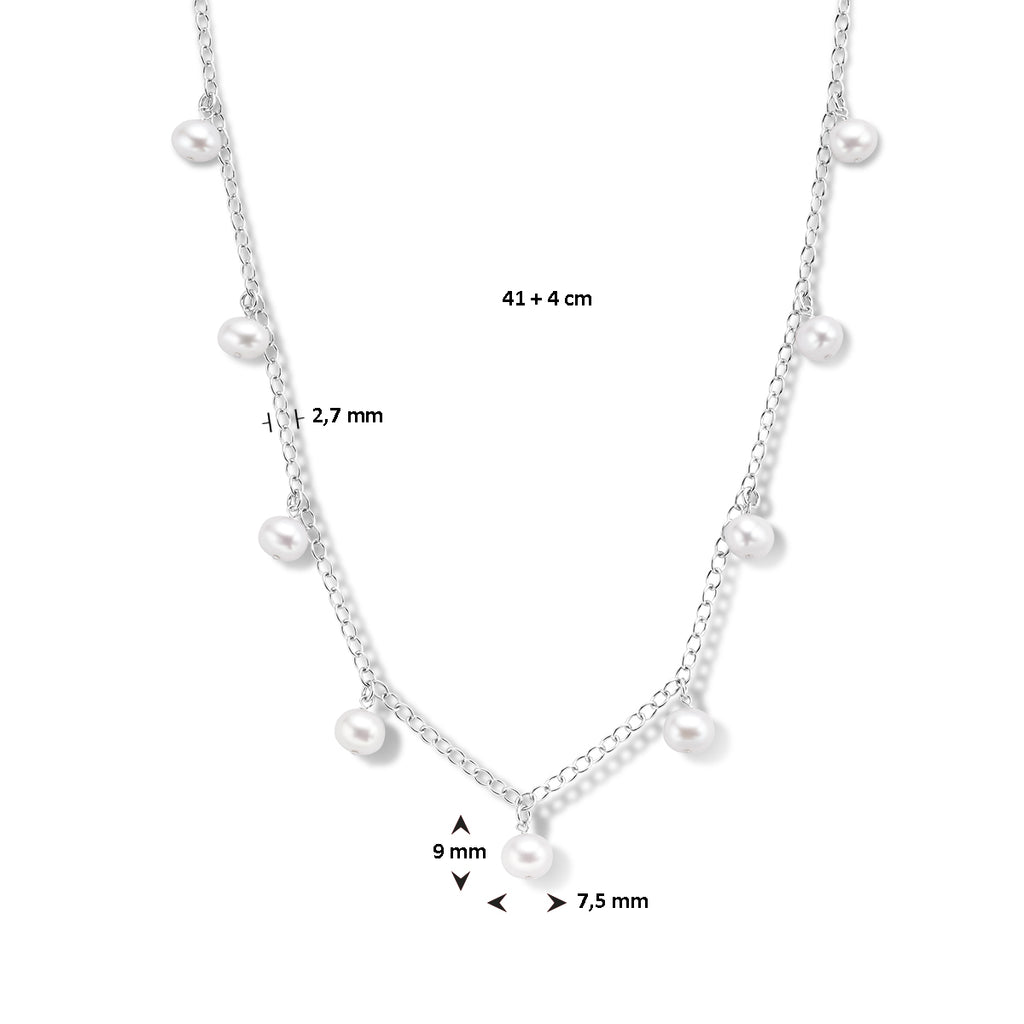 Halskette Perlen 41 + 4 cm Silber rhodiniert