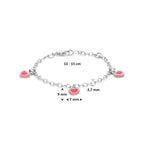 armband emaille hartjes 13 - 15 cm zilver gerhodineerd