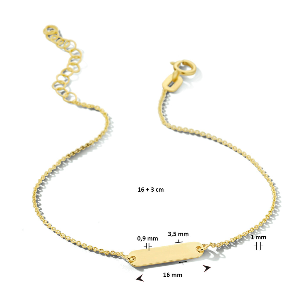 graveerarmband plaat 3,5 mm 16 + 3 cm 14K geelgoud