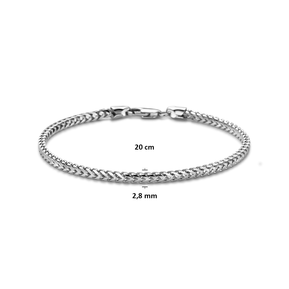 Armband Fuchsschwanz 2,8 mm Silber rhodiniert