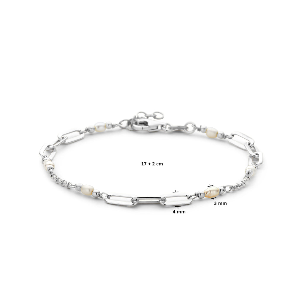 armband parels 18 + 2 cm zilver gerhodineerd
