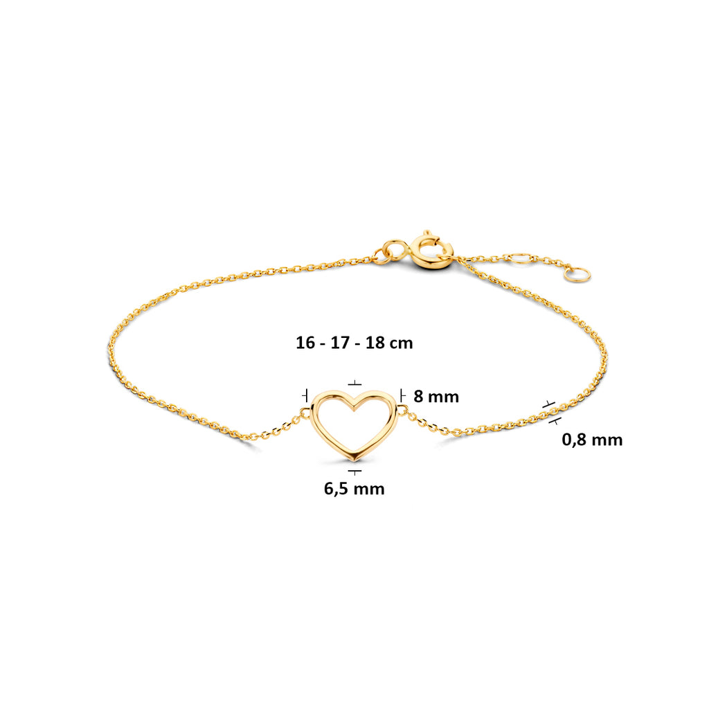 Armband Herz 16 - 17 - 18 cm 14K Gelbgold