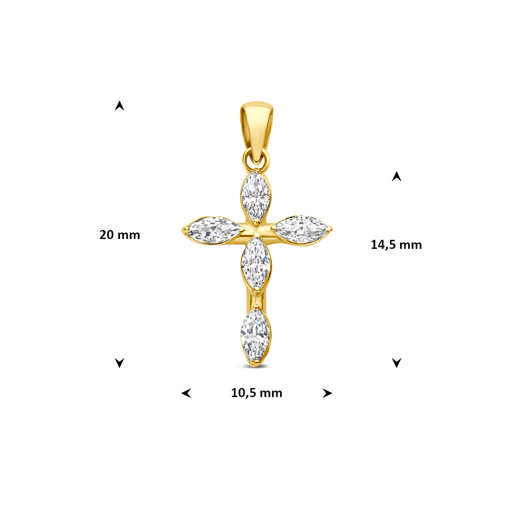 hanger kruis zirkonia 14,5 mm 14K geelgoud