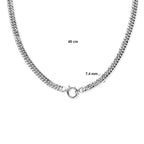 collier dubbel gourmette 7,4 mm 45 cm met groot veerslot zilver wit