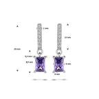 oorhangers amethistkleurig en wit zirkonia zilver gerhodineerd