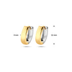 klapoorringen vlak 12 mm 14K bicolor goud geel/wit