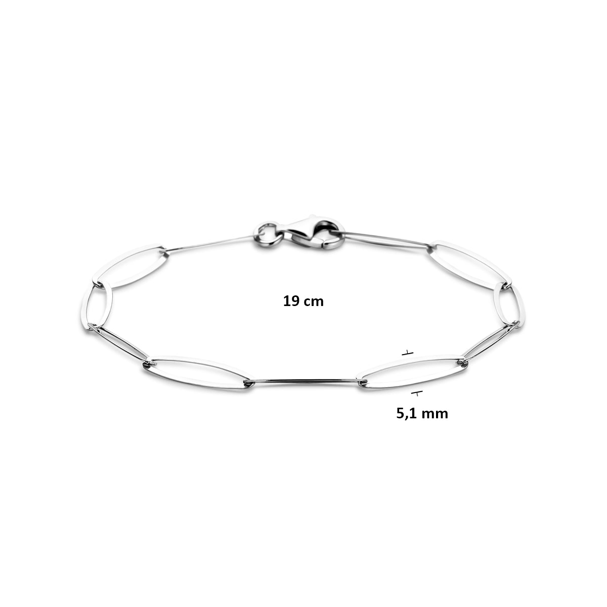 armband anker 5,1 mm 19 cm zilver gerhodineerd