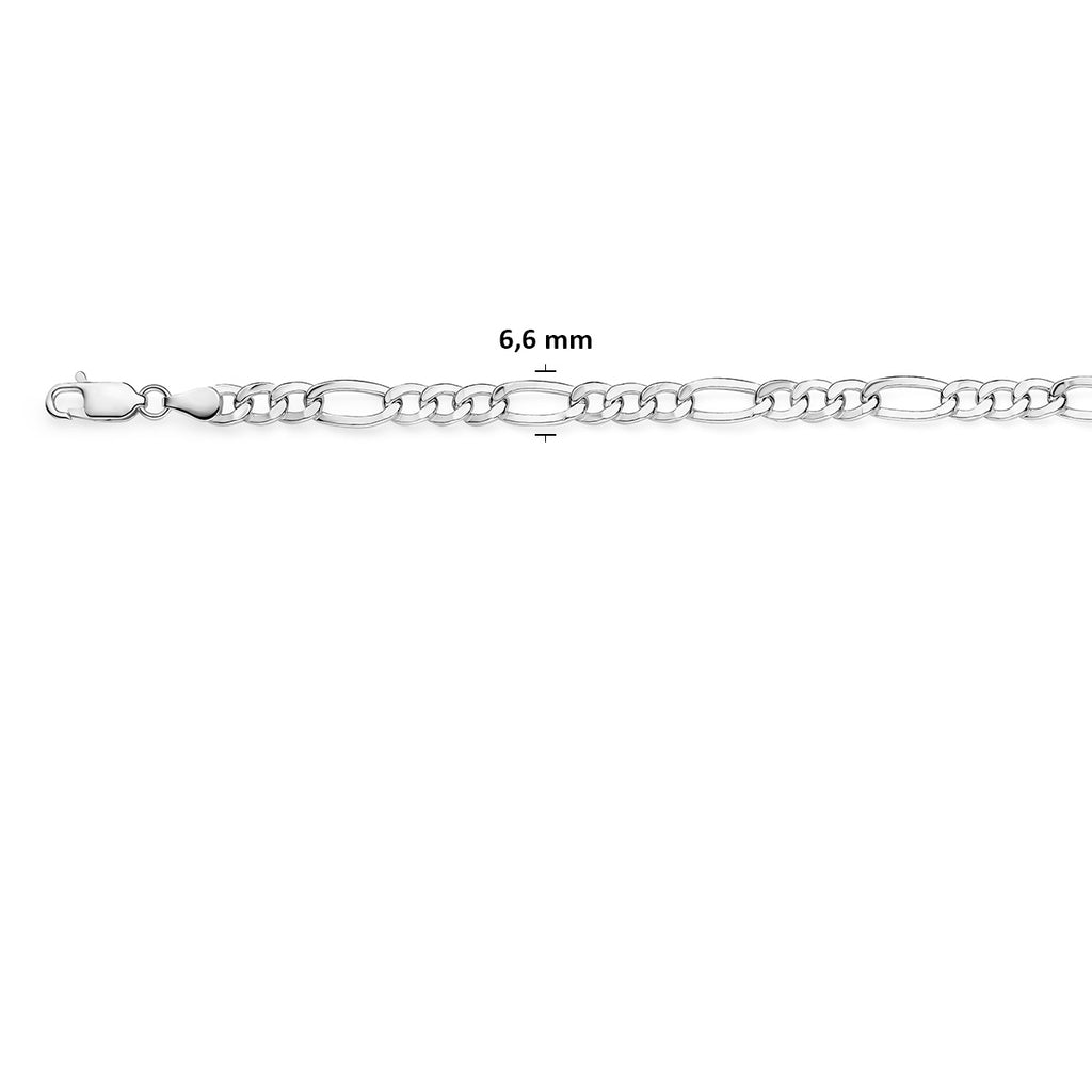 figaro 6,6 mm zilver wit