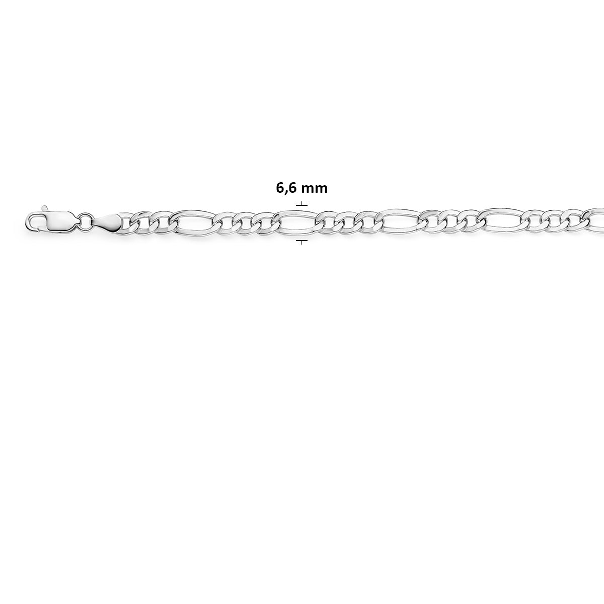 figaro 6,6 mm zilver wit
