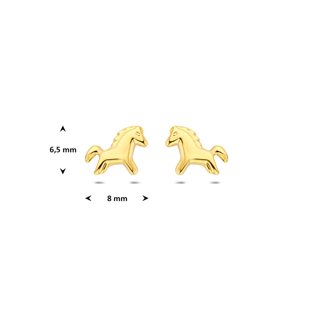 9k oorknoppen paard 6,5 mm 9K geel