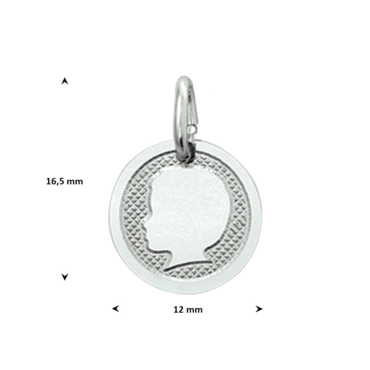 Anhänger Junge poly/matt 12 bis 16 mm Silber rhodiniert